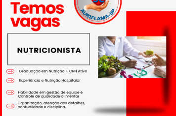 TEMOS VAGAS - NUTRICIONISTA